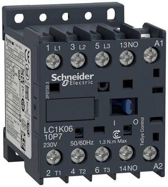 Produktbild: Schneider Electric LC1K0610P7 Sch&uuml;tz 1 Schlie&szlig;er 1St.