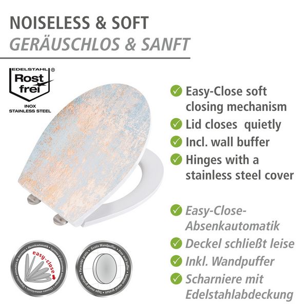 Produktbild: Premium WC-Sitz Mod. Agate mit Relief, aus antibakteriellem Duroplast