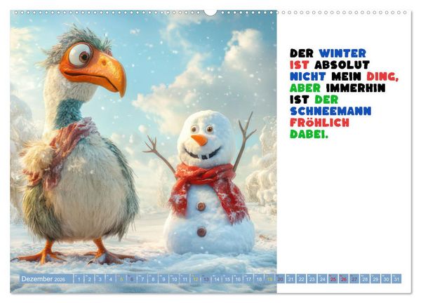 Produktbild: Vogelspr&uuml;che - Humor (hochwertiger Premium Wandkalender 2026 DIN A2 quer), Kunstdruck in Hochglanz