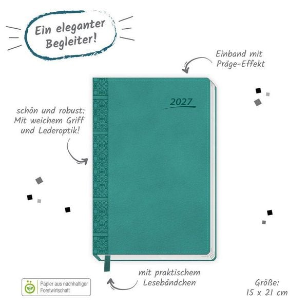 Produktbild: TR&Ouml;TSCH - Buchkalender A5 Aqua 2027