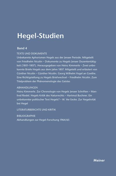Produktbild: Hegel-Studien Band 4