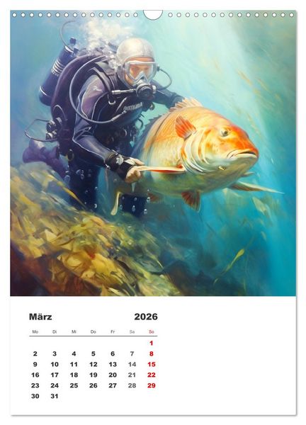Produktbild: Tauchen im ewigen Blau. Eine Aquarell-Reise in die Tiefen der Meere (Wandkalender 2026 DIN A3 hoch), CALVENDO Monatskalender