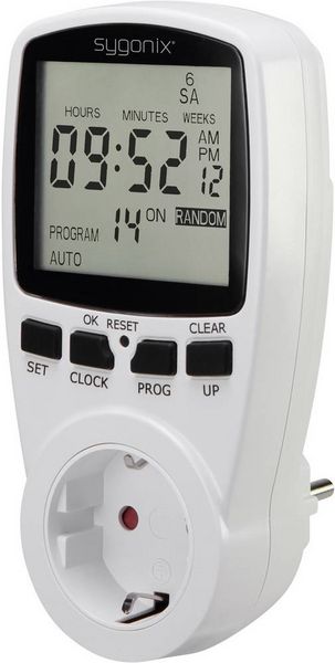 Produktbild: Sygonix 1625525 Steckdosen-Zeitschaltuhr digital Wochenprogramm 3680 W Timer-Funktion, START/STOPP-Funktion, Zufallsfunktion