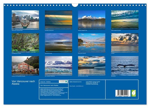 Produktbild: Von Vancouver nach Alaska (Wandkalender 2026 DIN A3 quer), CALVENDO Monatskalender