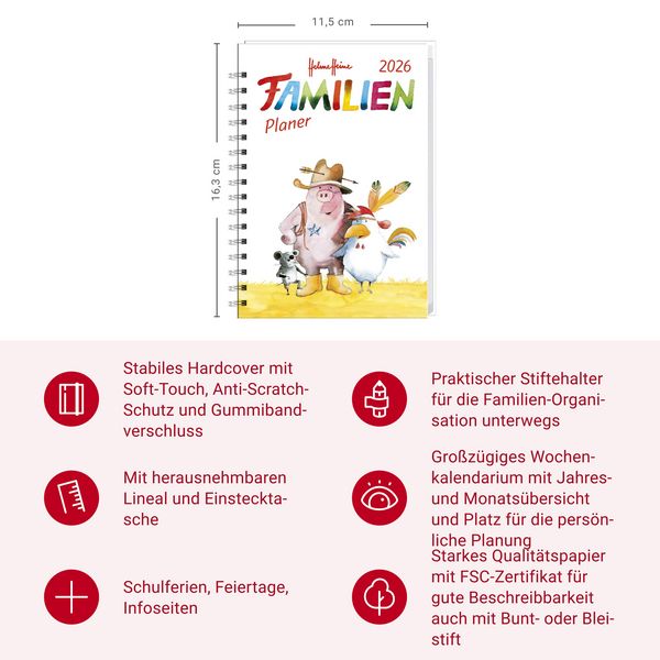 Produktbild: Helme Heine: Familienplaner-Buch A6 2026