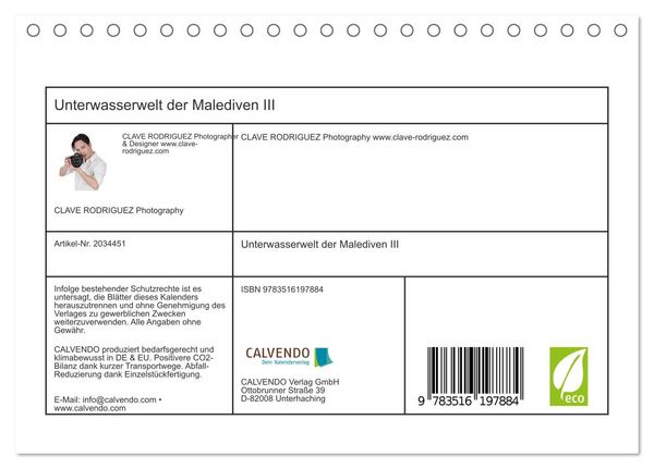 Produktbild: Unterwasserwelt der Malediven III (Tischkalender 2026 DIN A5 quer), CALVENDO Monatskalender