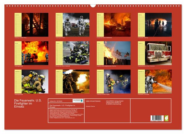 Produktbild: Die Feuerwehr. U.S. Firefighter im Einsatz (Wandkalender 2026 DIN A2 quer), CALVENDO Monatskalender
