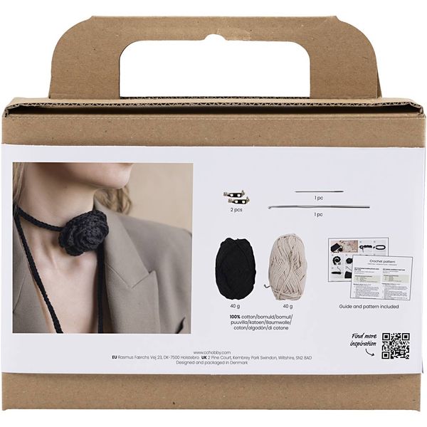 Produktbild: Creativ Company DIY Sets Stricken & H&auml;keln Mini Kreativ Set H&auml;keln, Tasche mit Rose, Kreativ Box