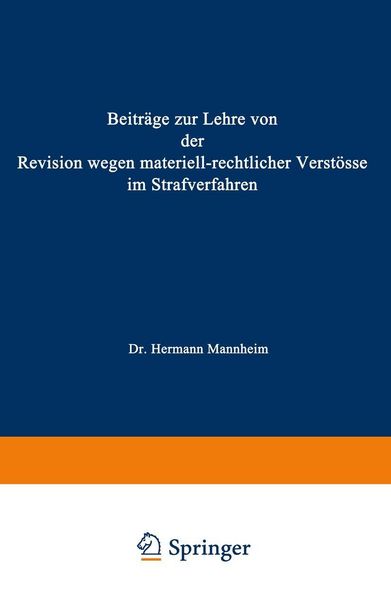 Produktbild: Beitr&auml;ge zur Lehre von der Revision Wegen Materiellrechtlicher Verst&ouml;sse im Strafverfahren
