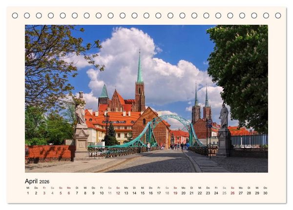 Produktbild: Breslau - Schlesiens Herz an der Oder (Tischkalender 2026 DIN A5 quer), CALVENDO Monatskalender