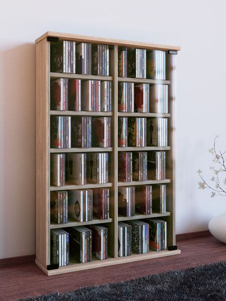Produktbild: Holz CD DVD Stand Regal Schrank Roma Glast&uuml;r