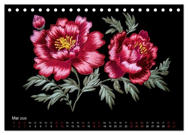 Produktbild: Japanische Stickerei - Hommage an die &Auml;sthetik des Landes (Tischkalender 2026 DIN A5 quer), CALVENDO Monatskalender