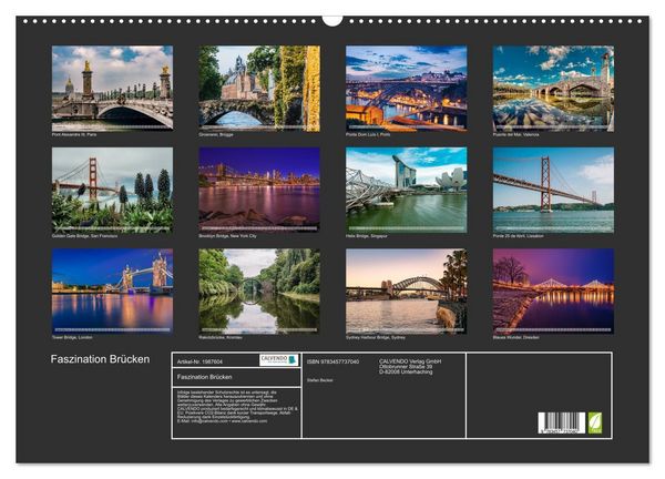 Produktbild: Faszination Br&uuml;cken (Wandkalender 2026 DIN A2 quer), CALVENDO Monatskalender