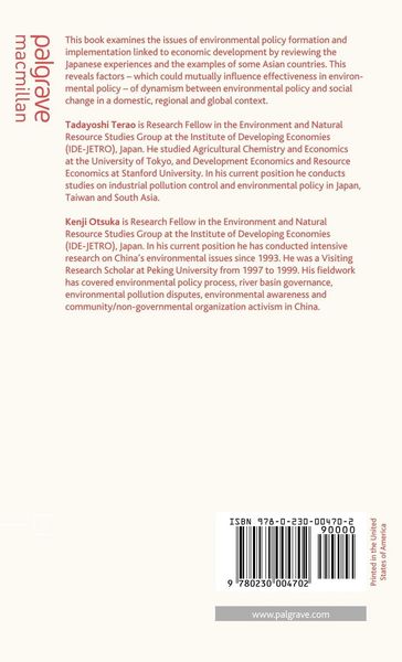 Produktbild: Development of Environmental Policy in Japan and Asian Countries