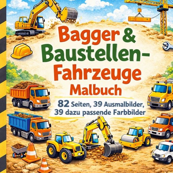 Produktbild: Bagger & Baustellen-Fahrzeug Malbuch