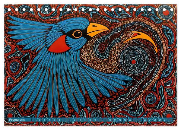 Produktbild: Traumzeit - KI-generierte Aborigine-Kunst aus dem Herzen Australiens (Tischkalender 2026 DIN A5 quer), CALVENDO Monatskalender