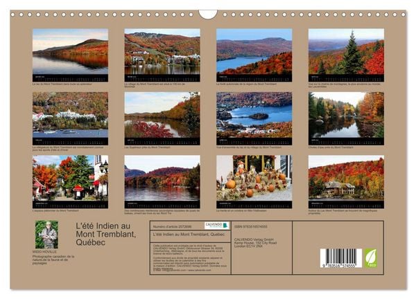 Produktbild: L'&eacute;t&eacute; Indien au Mont Tremblant, Qu&eacute;bec (Calendrier mural 2026 DIN A3 vertical), CALVENDO calendrier mensuel