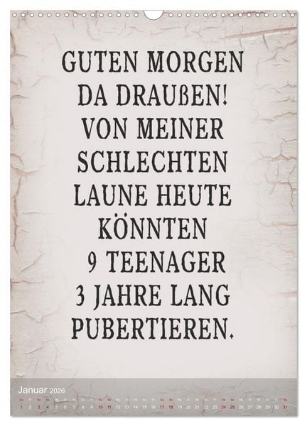 Produktbild: Ziemlich schlecht gelaunt (Wandkalender 2026 DIN A3 hoch), CALVENDO Monatskalender