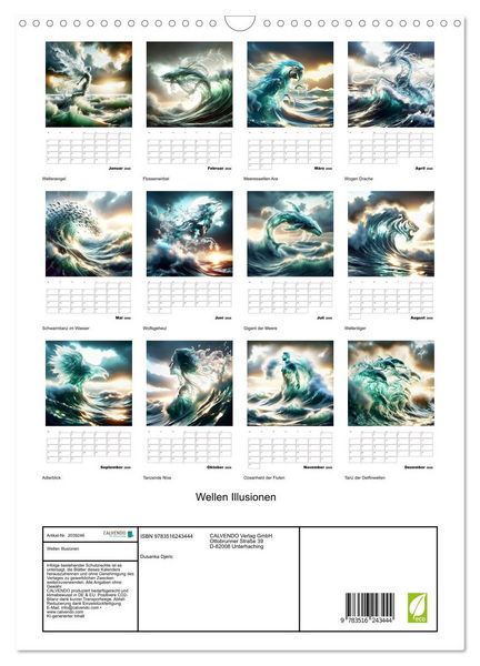 Produktbild: Wellen Illusionen (Wandkalender 2026 DIN A3 hoch), CALVENDO Monatskalender