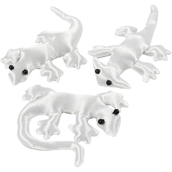 Produktbild: Creativ Company Echsen, Gr&ouml;&szlig;e 10-14 cm, Wei&szlig;, 3 Stk