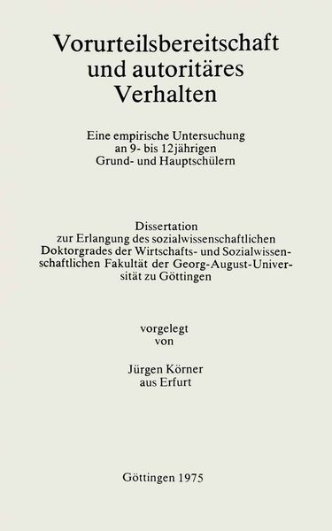 Produktbild: Vorurteilsbereitschaft und autorit&auml;res Verhalten