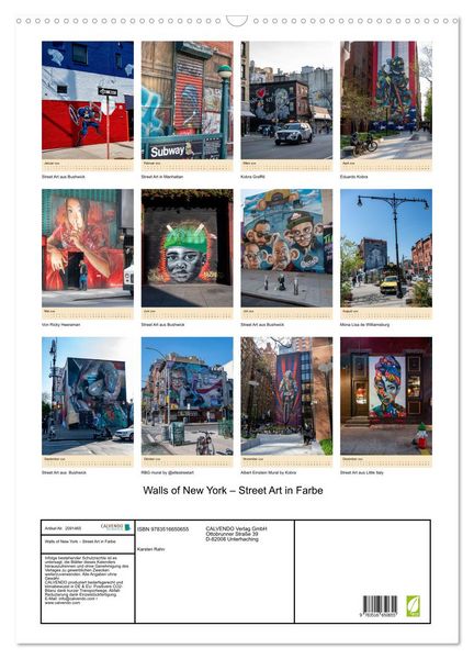 Produktbild: Walls of New York &ndash; Street Art in Farbe (Wandkalender 2026 DIN A2 hoch), CALVENDO Monatskalender