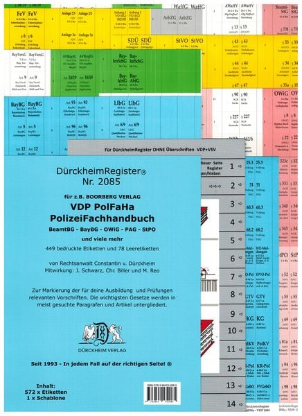 Produktbild: D&uuml;rckheimRegister&reg; PolFHa- Polizei-Fach-Handbuch VDP, D&uuml;rckheimRegister&reg; mit Gesetzen und Paragrafen