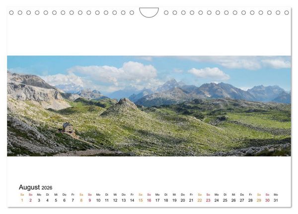 Produktbild: Der Dolomiten H&ouml;henweg EINS in Panoramabildern (Wandkalender 2026 DIN A4 quer), CALVENDO Monatskalender