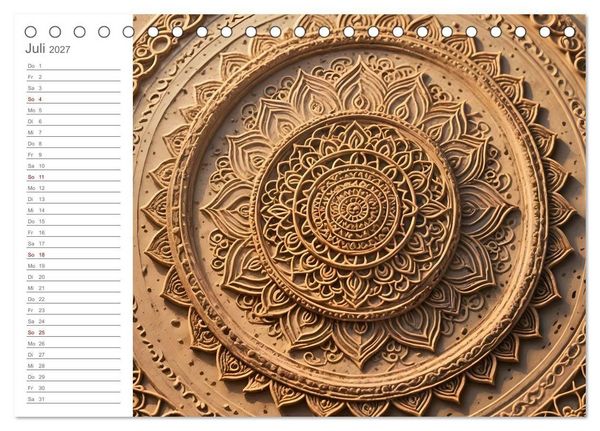 Produktbild: Natural Mandalas - Kraftvolle KI Mandalas aus Naturmaterialien (Tischkalender 2027 DIN A5 quer), CALVENDO Monatskalender