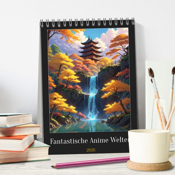 Produktbild: Fantastische Anime Welten (Tischkalender 2026 DIN A5 hoch), CALVENDO Monatskalender