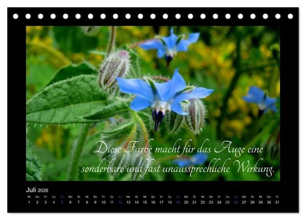 Produktbild: Goethes Blau. Gedanken zur Farbe (Tischkalender 2026 DIN A5 quer), CALVENDO Monatskalender