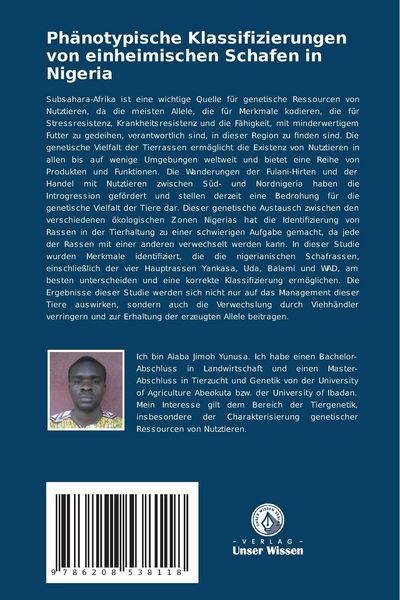 Produktbild: Ph&auml;notypische Klassifizierungen von einheimischen Schafen in Nigeria