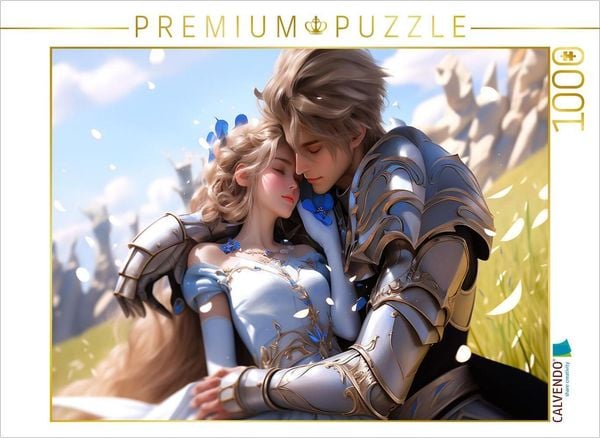CALVENDO Puzzle Ritter und Prinzessin - Manga Style | 1000 Teile Lege-Größe 64x48cm Foto-Puzzle für glückliche Stunden