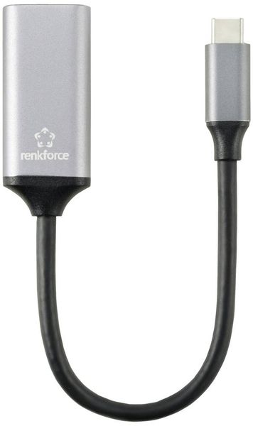 Produktbild: Renkforce USB-C&reg; / DisplayPort Adapterkabel USB-C&reg; Stecker, DisplayPort Buchse 0.15 m Schwarz RF-5397866 doppelt geschirmt USB-C&reg;-Displaykabel