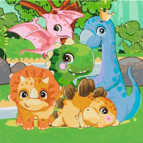 Produktbild: Craft Buddy PBN-3030-019 - Paint by Numbers, Dinosaur Family, 30x30cm, Malen-nach-Zahlen Kids