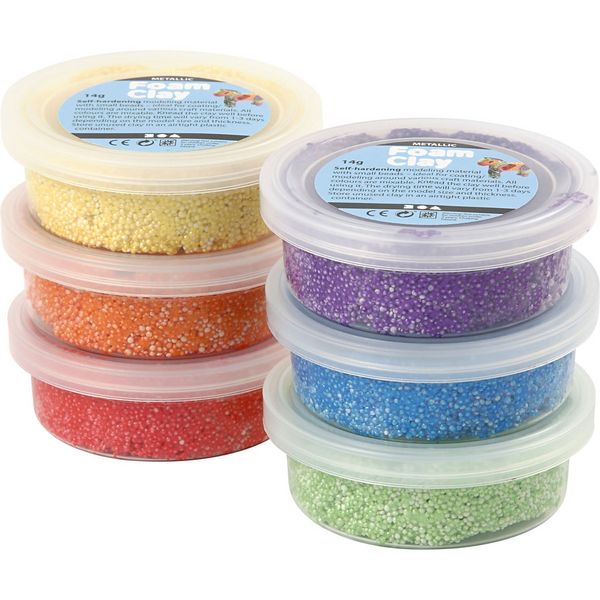 Produktbild: Creativ Company Foam Clay&reg; , Metallic, Kr&auml;ftige Farben, 6x14 g