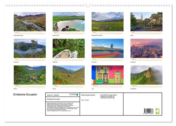 Produktbild: Entdecke Ecuador (Wandkalender 2026 DIN A2 quer), CALVENDO Monatskalender