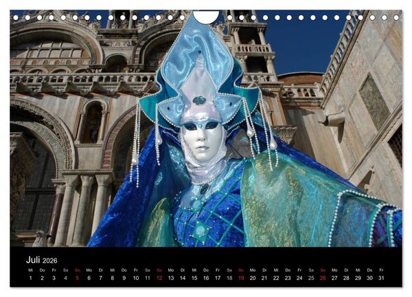 Produktbild: Maskenzauber in Venedig 2026 (Wandkalender 2026 DIN A4 quer), CALVENDO Monatskalender