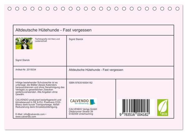 Produktbild: Altdeutsche H&uuml;tehunde - Fast vergessen (Tischkalender 2026 DIN A5 quer), CALVENDO Monatskalender
