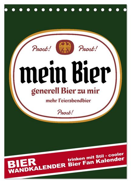 Produktbild: BIER Wandkalender -Trinken mit Stil (Tischkalender 2026 DIN A5 hoch), CALVENDO Monatskalender