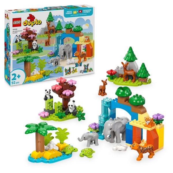 LEGO DUPLO Town Wildtier-Familien 3-in-1-Set, Lernspielzeug 10446