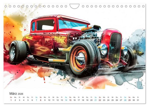 Produktbild: Hot Road - Oldtimer durch eine KI im neuen Gewand (Wandkalender 2026 DIN A4 quer), CALVENDO Monatskalender