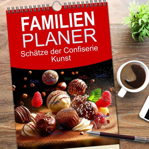 Produktbild: Familienplaner 2026 - Sch&auml;tze der Confiserie Kunst mit 5 Spalten (Wandkalender, 21 x 45 cm) CALVENDO