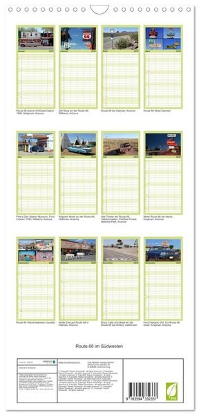 Produktbild: Familienplaner 2027 - Route 66 im S&uuml;dwesten mit 5 Spalten (Wandkalender, 21 x 45 cm) CALVENDO