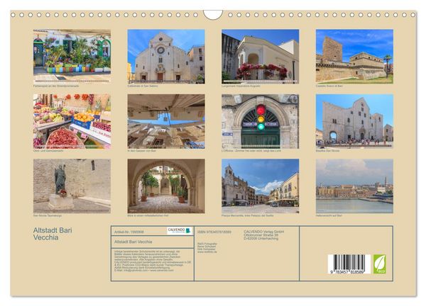 Produktbild: Altstadt Bari Vecchia (Wandkalender 2026 DIN A3 quer), CALVENDO Monatskalender