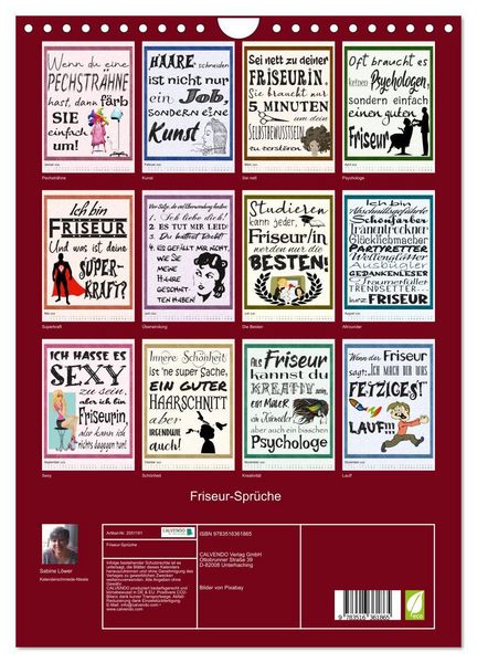 Produktbild: Friseur-Spr&uuml;che (Wandkalender 2026 DIN A4 hoch), CALVENDO Monatskalender