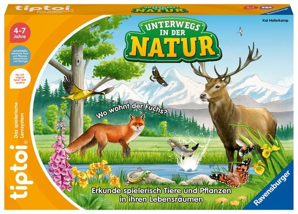 Ravensburger 00121 - tiptoi® Unterwegs in der Natur, Heimische Natur und Tiere entdecken, Lernspiel