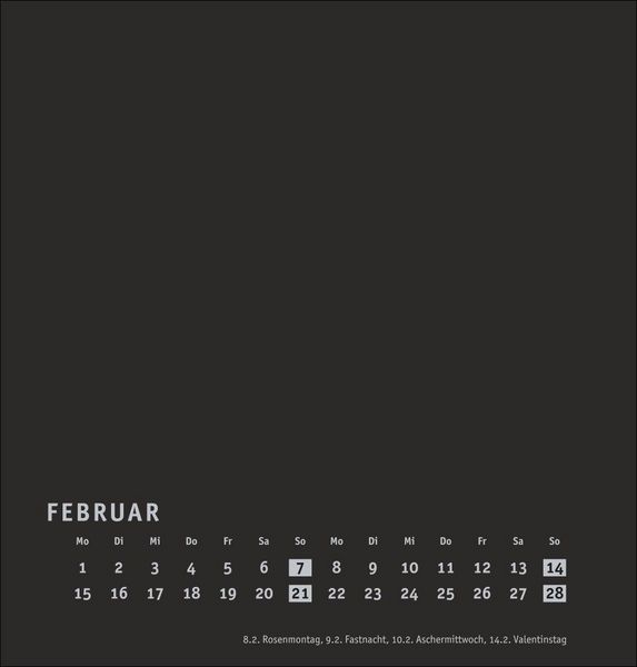 Produktbild: Premium-Bastelkalender schwarz mittel 2027