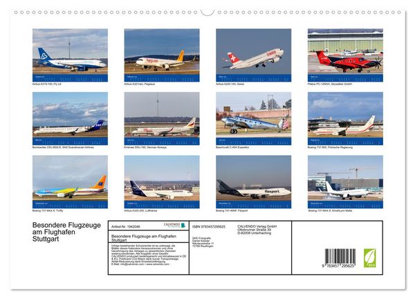Produktbild: Besondere Flugzeuge am Flughafen Stuttgart (hochwertiger Premium Wandkalender 2026 DIN A2 quer), Kunstdruck in Hochglanz