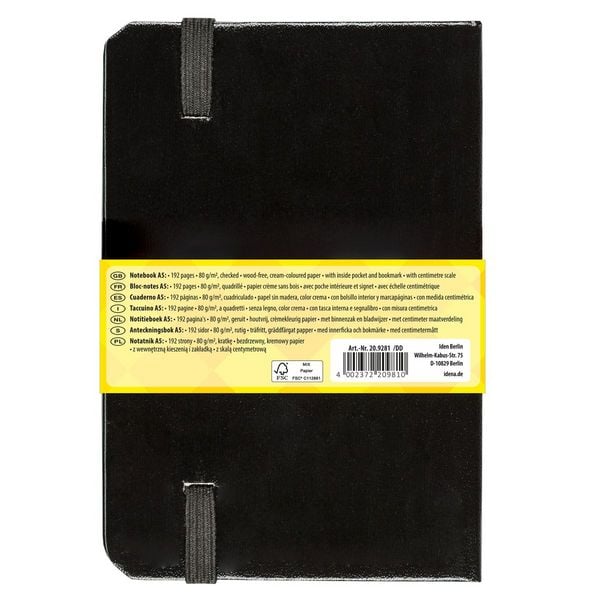 Produktbild: Idena Notizbuch 80g/m&sup2; kariert schwarz DIN A5 192 Seiten